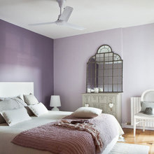 Bedroom: white with purple wall