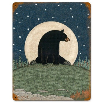 Bear Moon Metal Sign