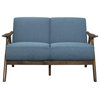 Lexicon Damala Mid-Century Solid Wood Frame Loveseat in Blue