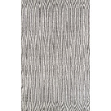 Hand-Loomed Chalet Herringbone Cotton Flatwoven Rug, Gray, 5'x8'