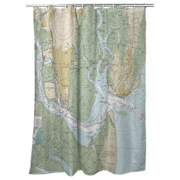 Betsy Drake St Simons Sound, GA Nautical Map Shower Curtain