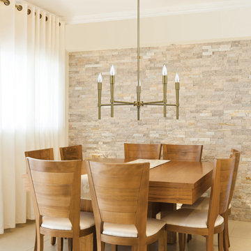 Elena 5-Light Chandelier, Brushed Brass Finish