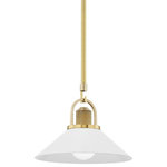 Hudson Valley Lighting - Hudson Valley Lighting 2613-AGB/WH Syosset - One Light Pendant - Warranty -  ManufacturerSyosset One Light Pe Aged Brass Soft Off UL: Suitable for damp locations Energy Star Qualified: n/a ADA Certified: n/a  *Number of Lights: Lamp: 1-*Wattage:8w E26 Medium Base bulb(s) *Bulb Included:Yes *Bulb Type:E26 Medium Base *Finish Type:Aged Brass