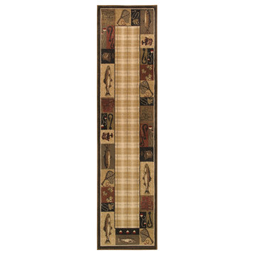 Oriental Weavers Hudson Beige/Black Southwest/Lodge Indoor Area Rug 1'10"X7'6"