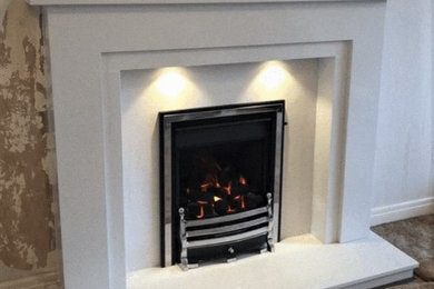Monza marble fireplace in Artic white