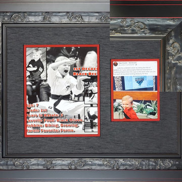 Black belt photo collage with dragon frame.