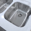 Luxier Undermount Double-Bowl 50/50 Stainless Steel Sink, 31.25", With Grid and