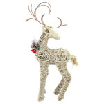 Northlight - 27" Reindeer Facing Backwards Twine Christmas Figure - From the Holiday Moments Collection This rustic metal reindeer would be an elegant addition to your country style holiday decor