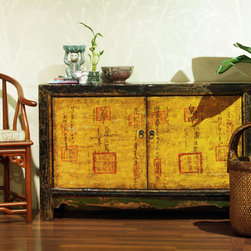 Tibetan Calligraphy Motif Cabinet - Accent Chests And Cabinets