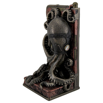Steampunk Octopus Bronze Finished Single Bookend