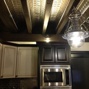 Kitchen - Carrara Marble Tops and Tin Ceiling
