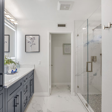 Spa-Inspired Irvine Bathroom Remodel with Double Vanity & Frameless Walk-In Show