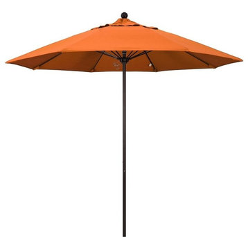 9' Venture Series Patio Umbrella With Sunbrella 2A Tangerine Fabric, Bronze
