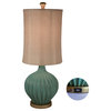 Franchesca 33" Resin Table Lamp Turquoise Blue With USB Port and Drum Shade