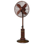 DecoBREEZE - Outdoor Fan, Terra - When the weather gets hot, Mother Nature doesn�t always provide cooling breezes to facilitate outdoor entertaining. Not to worry, our Terra Adjustable Outdoor Fan saves the day! Its faux pine log finish, accented with antique bronze bands, creates a rustic look and welcome breeze.  This fan seems too stylish to be left outside � but that�s exactly what it�s been designed to do. The Terra has a weighted base to provide stability during windy conditions, a coating of U/V-resistant all-weather paint to eliminate fading, and an ELT �Wet Listed� safety rating with GFCI plug. Adjust its telescopic neckpiece to the height you prefer, and enjoy comfort in the great outdoors.