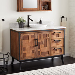 48" Helms Reclaimed Teak Vanity For Semi-Recessed Sink - Bathroom Vanities And Sink Consoles