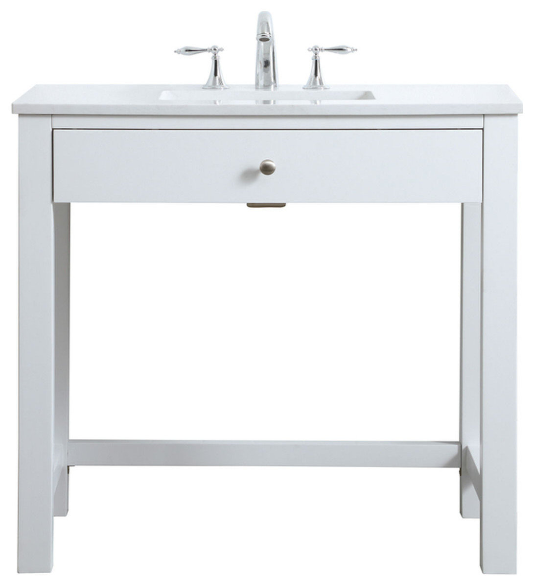 36" ADA Compliant Bathroom Vanity, White Transitional Bathroom