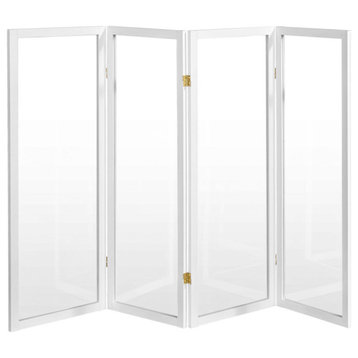 4' Tall Clear Screen, White, 4 Panel