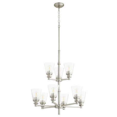 QUORUM INTERNATIONAL 609-9-65 Dunbar 9-Light Chandelier, Satin Nickel