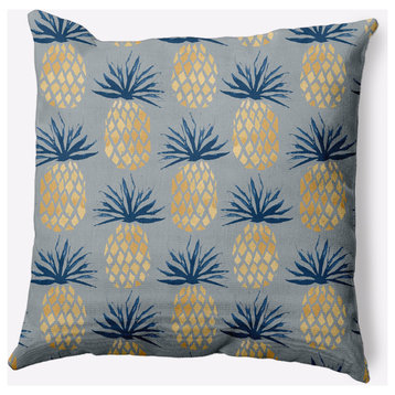 18x18" Pineapple Stripes Nautical Decorative Indoor Pillow, Pretty Grey