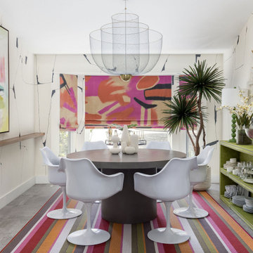 Mid Century Modern Dining Room In Bold Color