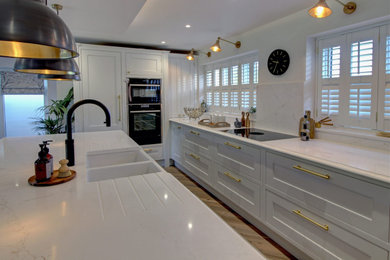 Elegant Blue & Off White Shaker Kitchen.