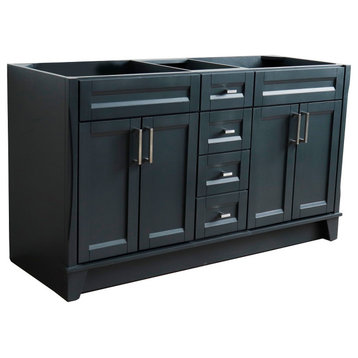 60" Double Vanity, Dark Gray Finish - Cabinet Only