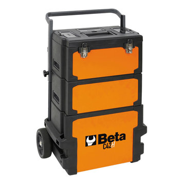 Beta Tools Rolling Tool Box With Oversized Castors, Orange