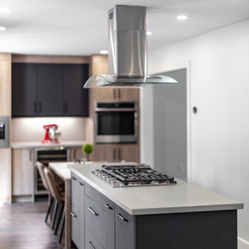Contemporary two tone Kitchen Wood and Matte Black Acryl