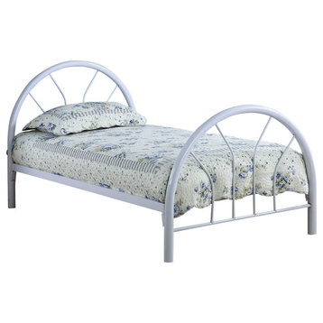 Contemporary Metal Twin Bed, White