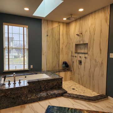 Blue Bahia bathroom remodel