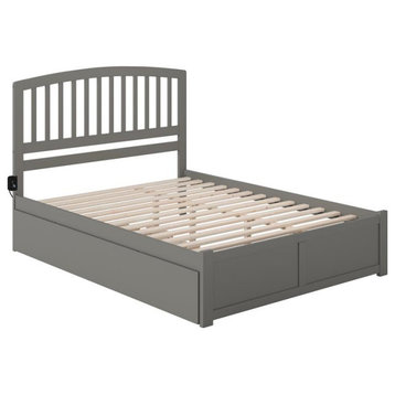 AFI Richmond Queen Solid Wood Bed with Twin XL Trundle in Gray