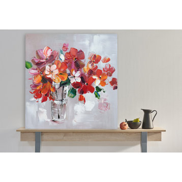 Hand Painted Flowers in Vase Wall Decor Artwork III