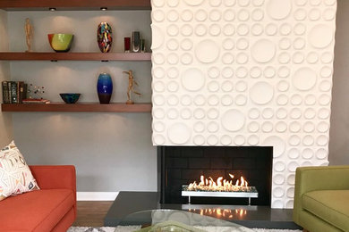 Example of a mid-century modern living room design in Orange County