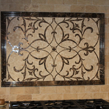 Tumbled Stone Backsplash with Custom Accent in Lancaster, PA.