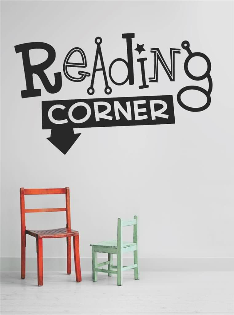 Decal Vinyl Wall Sticker, Reading Corner Quote, 14x30