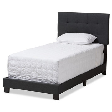 Brookfield Modern and Contemporary Charcoal Gray Fabric Twin Bed