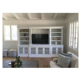 Custom Built-in Media TV Entertainment Center White Coastal Cabinetry ...