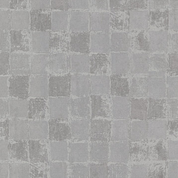 Varak Silver Checkerboard Wallpaper, Gray, Bolt