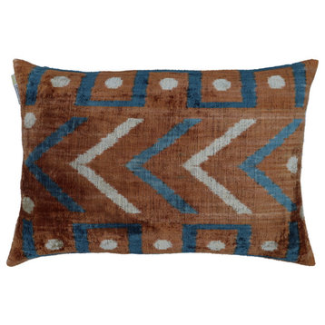 Canvello Handmade Brown And Blue Pillows with insert 16x24 in