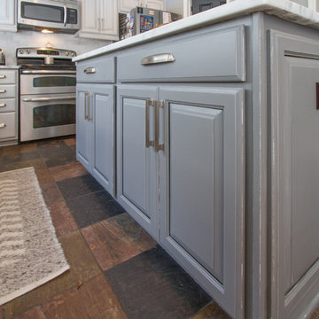 Gray painted kitchen cabinets