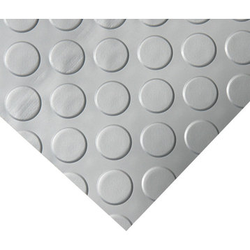 Rubber-Cal Coin-Grip Metallic PVC Flooring, Silver, 2.5mm, 4'x15'
