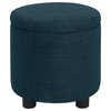 Design4Comfort Round Accent Storage Ottoman w/Reversible Tray Lid in Tan Fabric