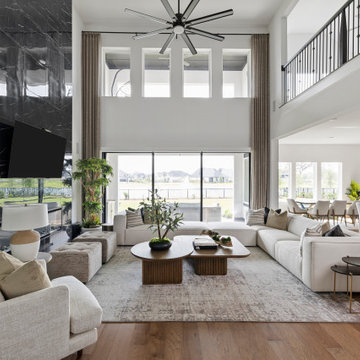 Sleek Black Fireplace- Main Living