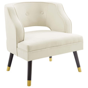 EEI-2613-IVO Modway  Prospect Upholstered Velvet Contemporary Modern Accent Arm Chair Ivory Modway Inc 