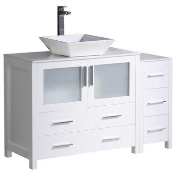 Fresca Torino Modern Bathroom Cabinet, Vessel Sink, White, 48"