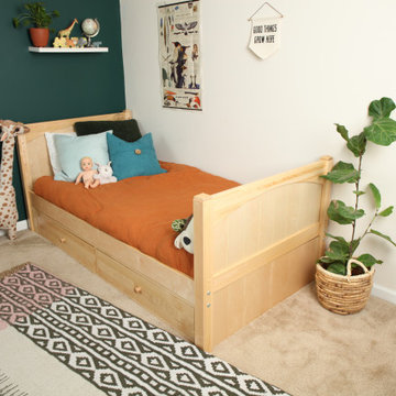 Natural Classic Twin bed with Guardrail and Trundle