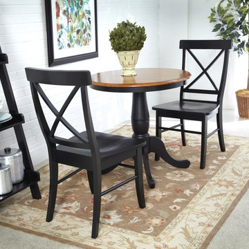 Traditional Style Dining Set For Two In Black And Cherry Finish
