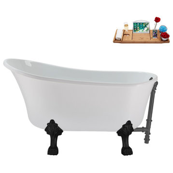 51'' Streamline NAA372BL-BGM Soaking Clawfoot Tub and Tray with External Drain