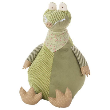 Mina Victory Plush 22x26" Fabric Crocodile Throw Pillow in Green